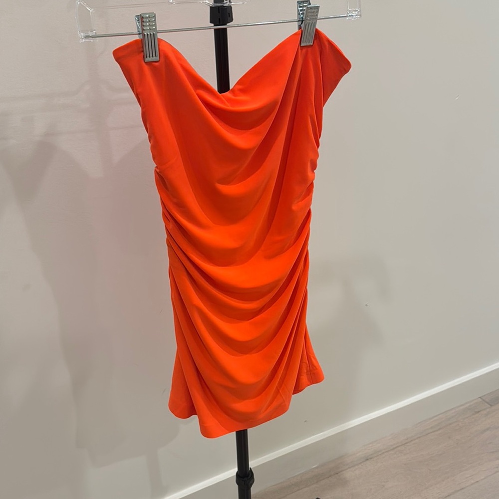 Elegant Orange Draped Dress